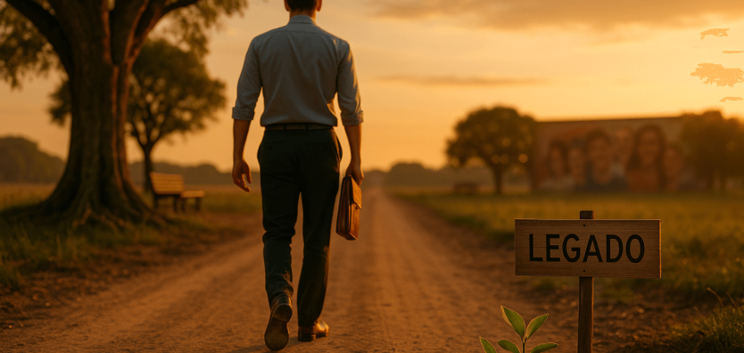 homem caminhando na estrada, árvore e brotos